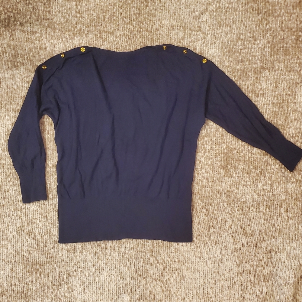 GAP Lightweight Blue Boat Neck Sweater with Gold Button Detail